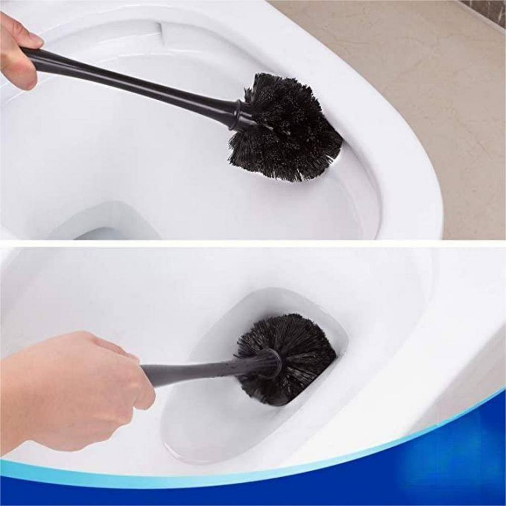 Black Plastic Toilet Plunger and Brush Set with Holder