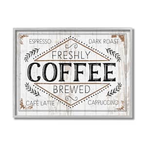 "Rustic Fresh Brew Coffee Sign Autumn Charm" by Jennifer Pugh Framed Food Texturized Art Print 11 in. x 14 in.