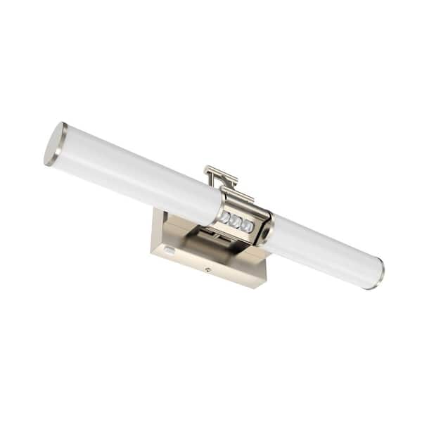 23.6 in. 3-Light Brushed Nickel LED Vanity Light Bar for Bathroom and Makeup with 2CCT Selectable Dimmable Round Shade