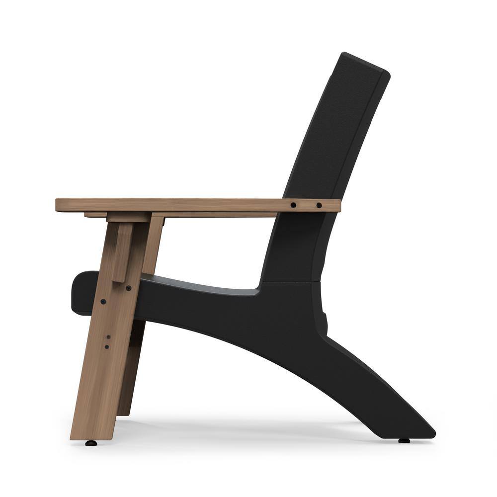 Mesa Black and Brown Resin and Wood 3-Piece Outdoor Seating Set