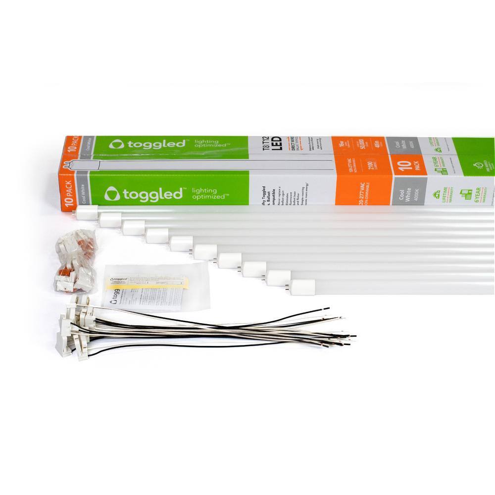 toggled 16-Watt 48 in. Universal Voltage Linear LED Tube Light Bulb ...