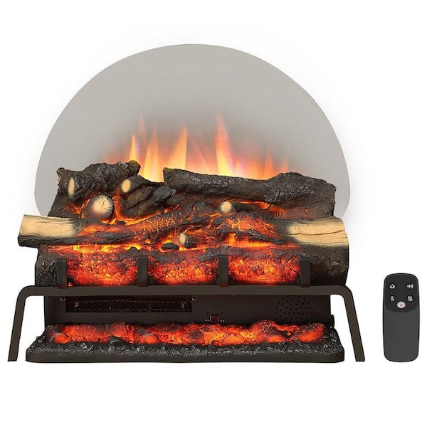 Free Standing 23 in. Oak Electric Fireplace Logs, Heater with Remote Control