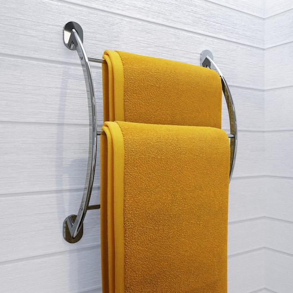 Croydex Britannia Flexi-Fix Curved 3-Bar Towel Rack in Chrome