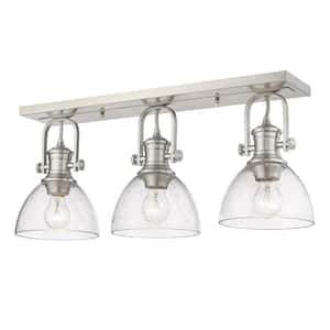 Hines 25.13 in. 3-Light Pewter with Seeded Glass Semi-Flush Mount