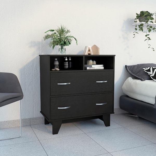 Selma Black Finish, 4 Drawers 40 in. W Dresser with Mirror