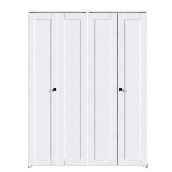 72 in. x 80 in. 1 Panel White Finished Solid Core MDF Wood Bi-Fold Door with Hardware