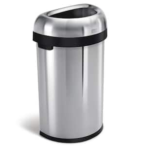 60 Liter Open Top Semi-Round Commercial Trash Can, Brushed Stainless Steel