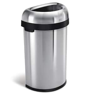 60-Liter/16 Gal. Heavy-Gauge Brushed Stainless Steel Semi-Round Open Top Commercial Trash Can