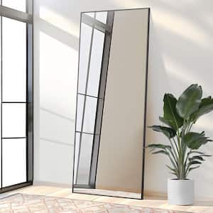 35 in. W x 79 in. H Classic Rectangle Metal Framed Black Wall Mirror
