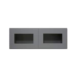 33 in. W x 12 in. D x 12 in. H in Shaker Grey Ready to Assemble Wall Kitchen Cabinet with No Glasses