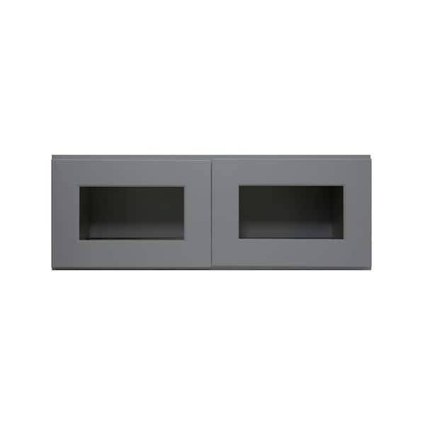 HOMLUX 33-in. W x 12-in. D x 12-in. H in Shaker Grey Ready to Assemble Wall Kitchen Cabinet with No Glasses