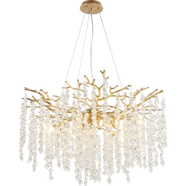 Miles Lightings Modern Chandelier 30 in. 10-Lights Luxury Gold Chandelier for Dining Room, Foyer, Living Room,Crystal Chandelier