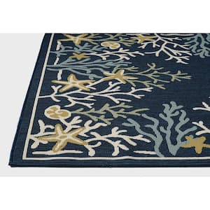 Rantalixo Blue/Green 2 ft. 3 in. x 7 ft. 6 in. Coral Polypropylene Area Rug