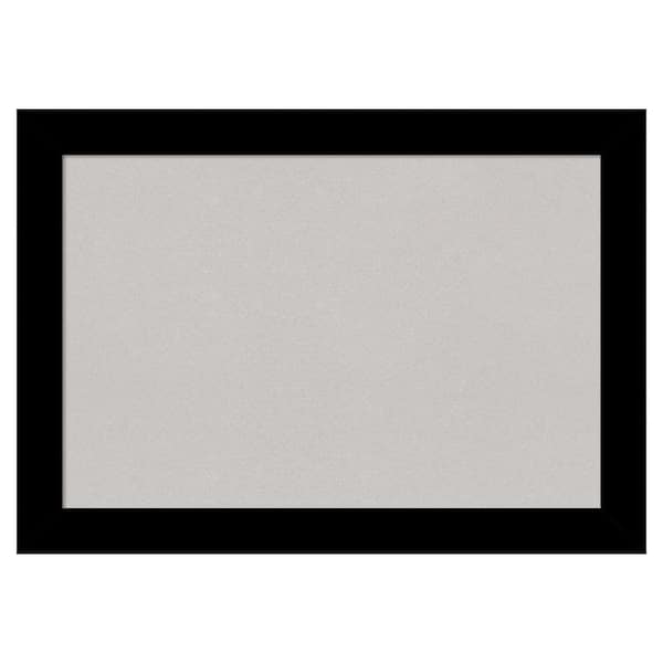 Amanti Art Brushed Black Framed Grey Corkboard 27 in. x 19 in Bulletin Board Memo Board