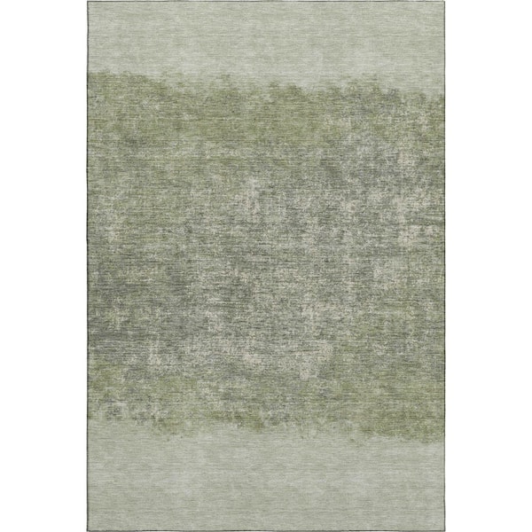 Mayfield Premium Machine Washable Abstract AMF2214 Aloe 9 ft. x 12 ft. Area Rug