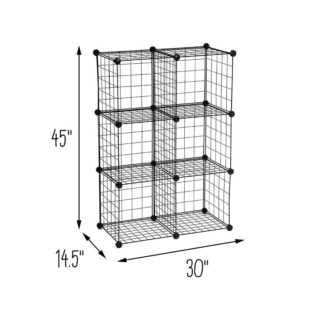Modular Black Steel Mesh 6-Cube Organizer Set