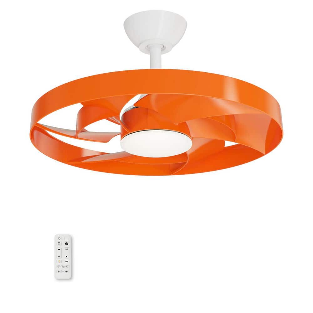 Twinkle 22 in. Indoor White Ceiling Fan with Orange Blade Dimmable Integrated LED Light and Remote Included price history on PriceWatchPro