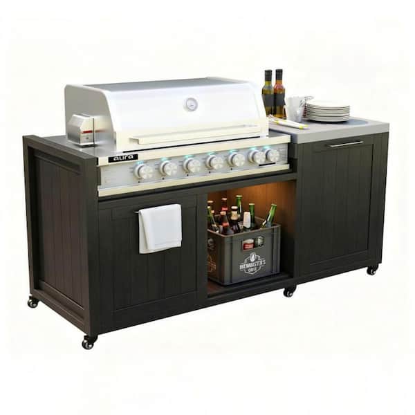 66 in. Grill Island for Built-In Grills and Griddles with 304 Stainless Steel Top, Removable Top Shelf and Cabinet
