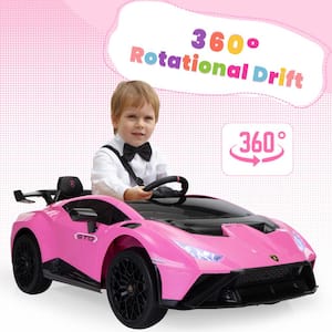 24-Volt Licensed Lamborghini Kids Ride On Car With Remote Control Electric Kids Drift Car Toy in Pink