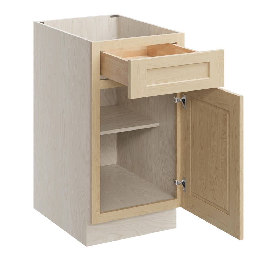 18 in. W x 24. in D x 34.5 in. H Ready to Assemble Floor Base Cabinets with 1 Drawer 1 Door in Natural Wood price history on PriceWatchPro