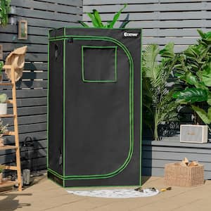 2.6 ft. x 2.6 ft. Black Mylar Hydroponic Grow Tent with Observation Window and Floor Tray