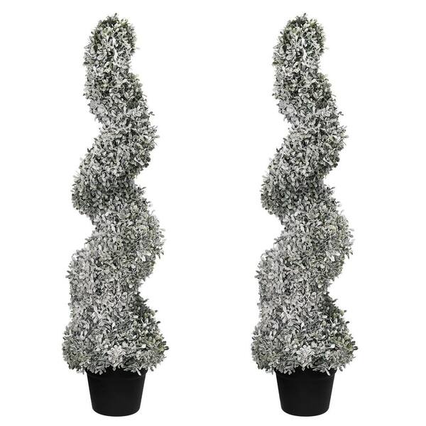 REVERIE 300×5 雑貨 インテリア HOYMN 3 ft. Artificial Snowy Boxwood Spiral Topiary Tree in Black