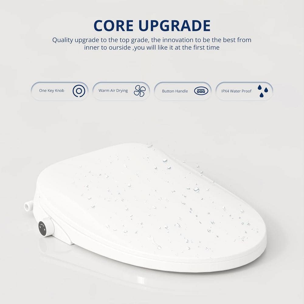 White Elongated Electric Heated Bidet Toilet Seat with Night Light