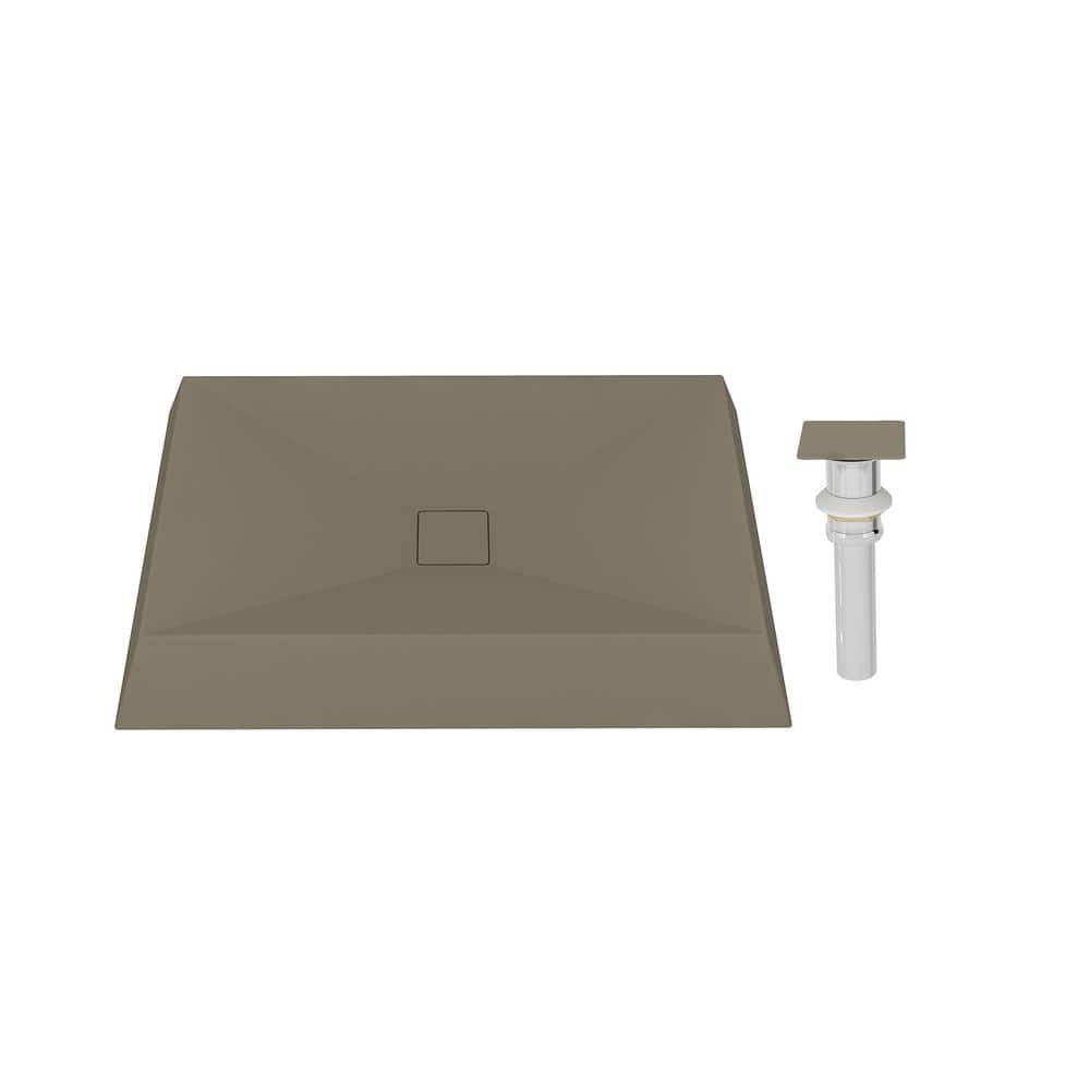 27.55 in. Rectangular Vessel Bathroom Sink with Pop-up Drain and X-shaped Flow Line in Taupe Clay Brown Cement price history on PriceWatchPro