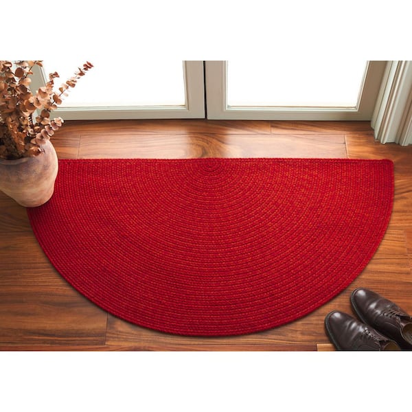Braided Rust/Red 2 ft. x 4 ft. Machine Washable Geometric Solid Specialty Area Rug