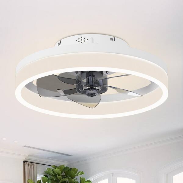 Tivleed 11.02 in. Indoor Modern White Recessed Ceiling Fan Light with