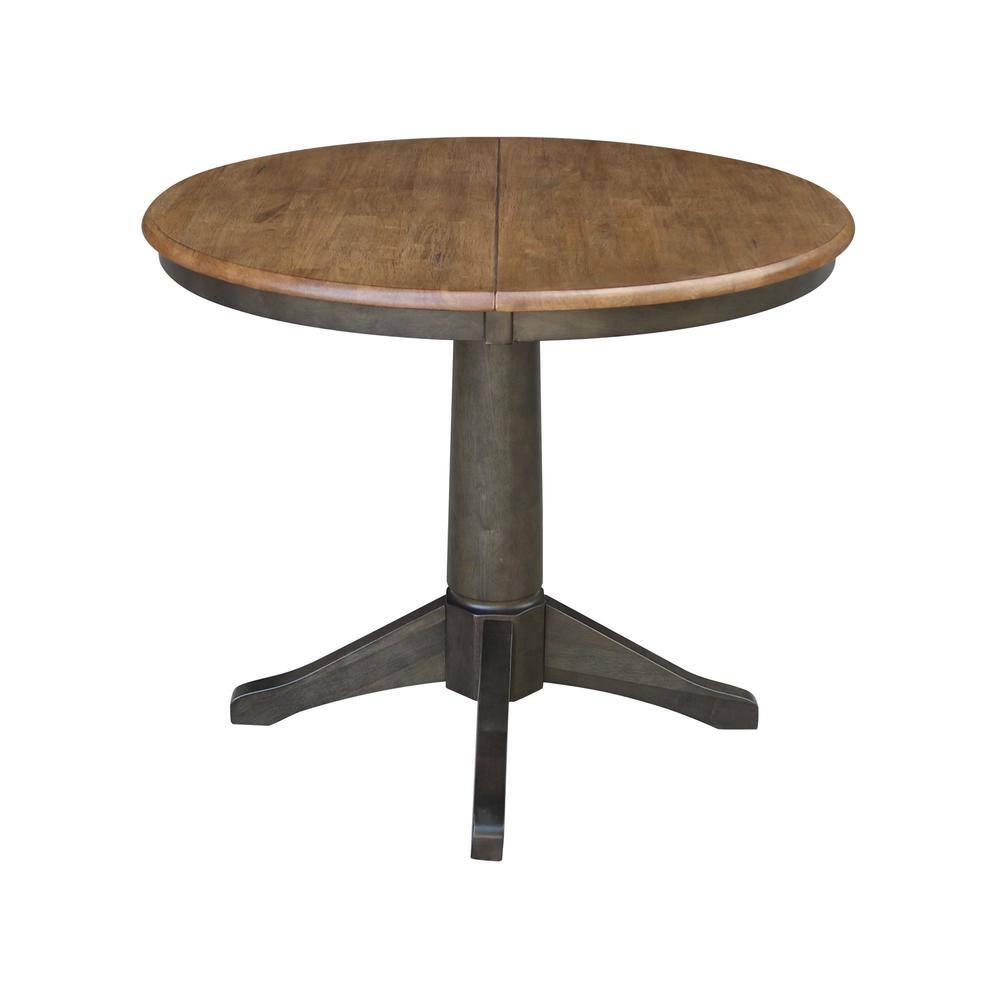 Hickory Top Extendable Round Dining Table in Washed Coal