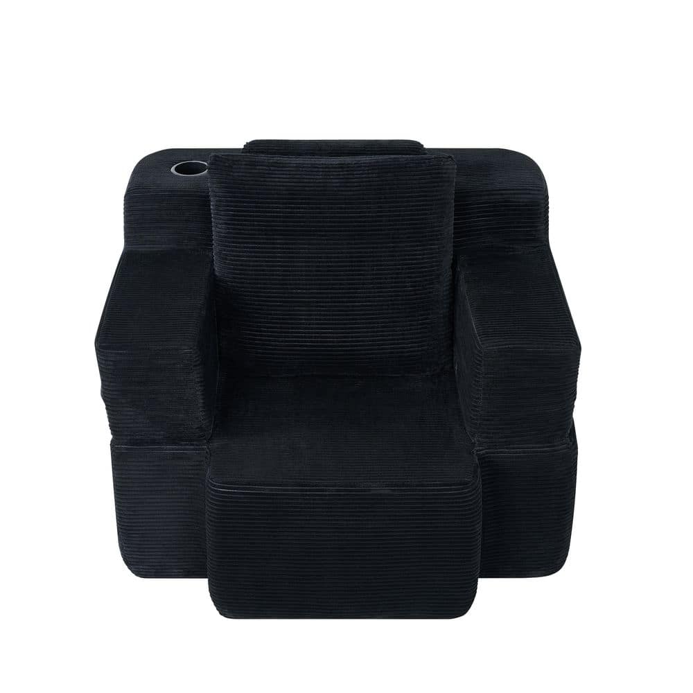 Black Compression Arm Chair Convertible into Computer Desk & Simple Office Desk, Corduroy Upholstery Single Sofa price history on PriceWatchPro