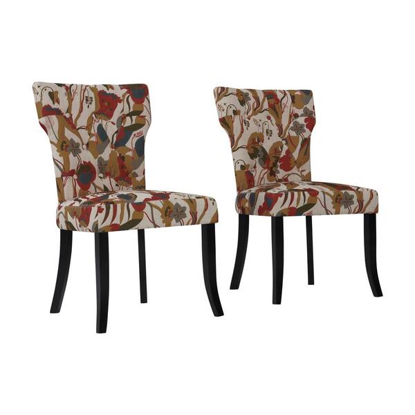 Handy Living Sirena Upholstered Dining Chairs in Warm Multi-Floral (Set of 2)