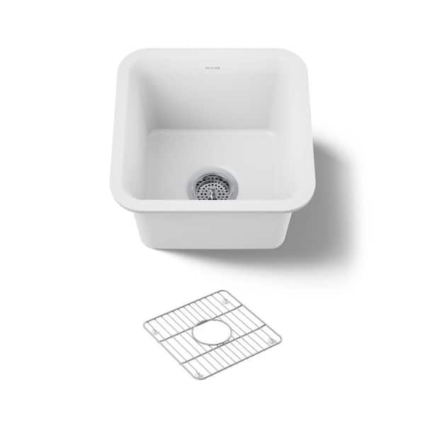 Cairn Matte White Granite Composite 16 in. Undermount Bar Sink