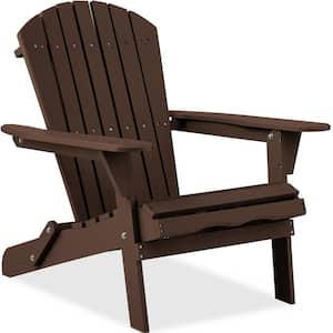 Dark Brown Folding Wood Outdoor Adirondack Chair (Set of 1)