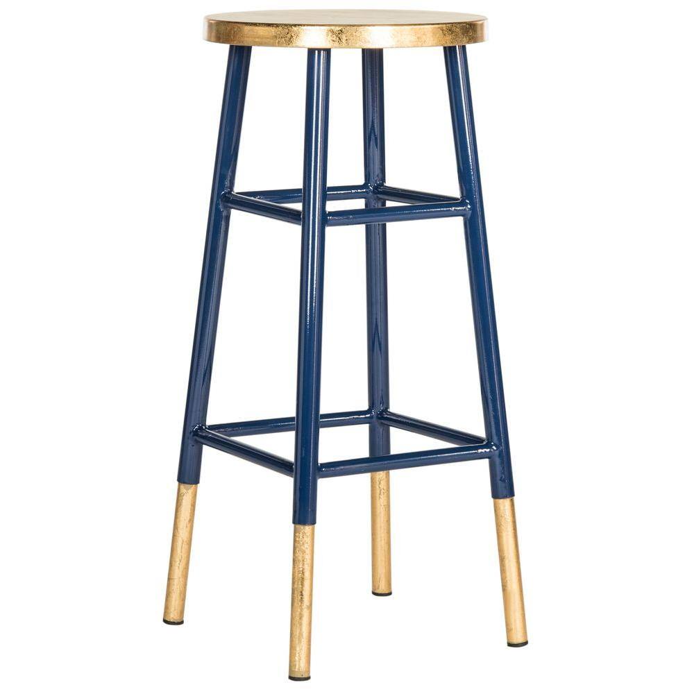 Navy and Dipped Gold 30" Transitional Metal Bar Stool
