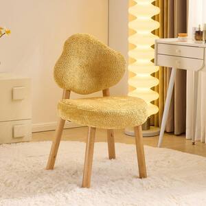 Yellow Chenille Side Chair with Solid Wood Leg
