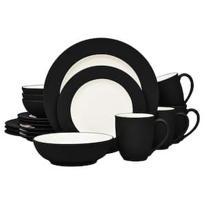 Colorwave Graphite 16-Piece Rim (Black) Stoneware Dinnerware Set, Service For 4