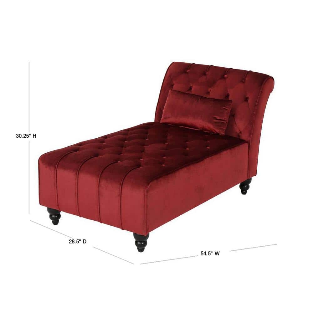 Elegant Garnet Velvet Chaise Lounge with Diamond Stitching