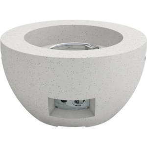 25 in. W x 13.4 in. H Outdoor Round Concrete Metal Propane Gas Modern Smokeless Bowl Fire Pit Table in Light Gray
