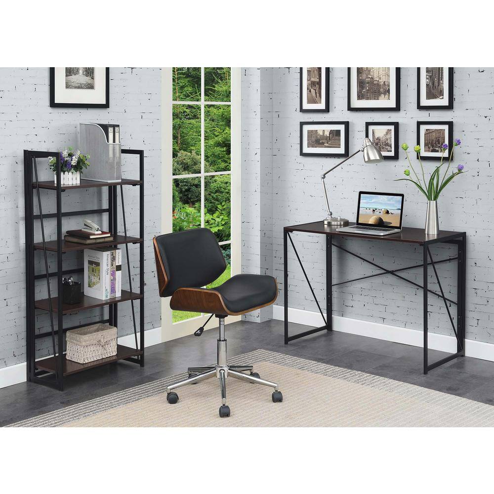Espresso and Black 4-Tier Folding Bookshelf