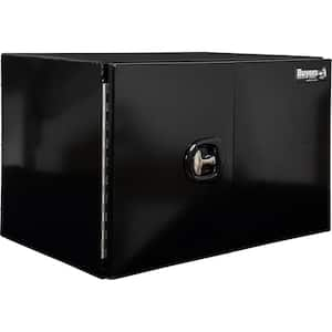 24 in. x 24 in. x 36 in. Black Smooth Aluminum Underbody Truck Tool Box with Barn Door