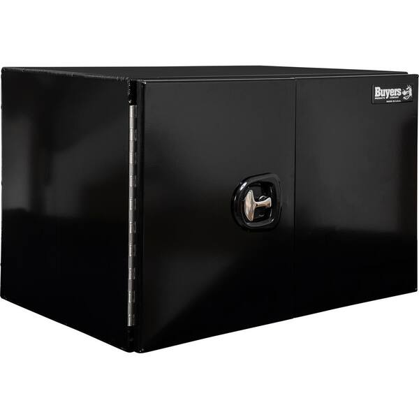 Buyers Products Company 24 in. x 24 in. x 60 in. Black Smooth Aluminum Underbody Truck Tool Box with Barn Door