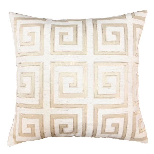 Armen Living Laguna Beige Geometric Down 7 in. x 20 in. Throw Pillow