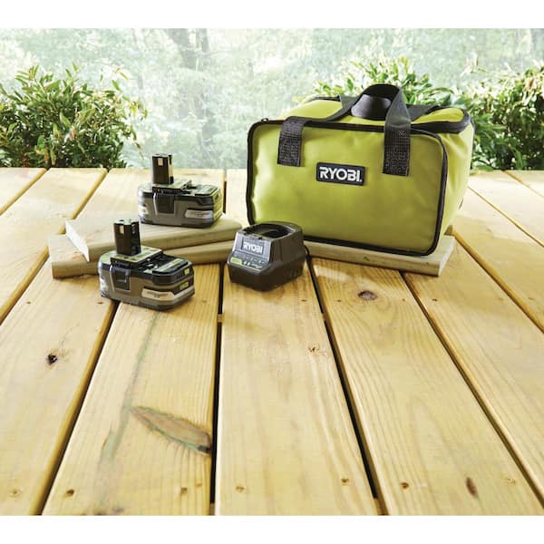 RYOBI - 18-Volt ONE+ LITHIUM+ HP 3.0 Ah Battery (2-Pack) Starter Kit with Charger and Bag