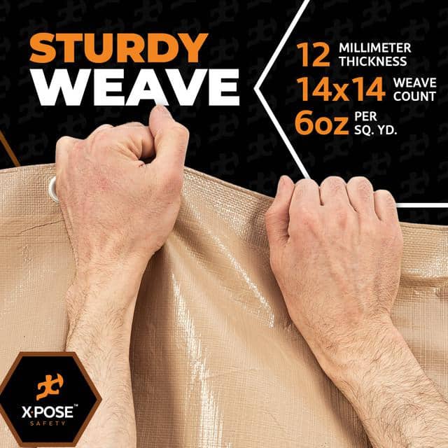 Heavy Duty Tan Polyethylene Tarp 6' x 10' with Aluminum Grommets