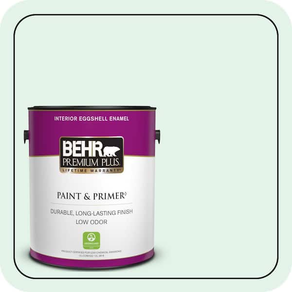 BEHR PREMIUM PLUS 1 gal. #480C-1 Light Mint Eggshell Enamel Low Odor Interior Paint & Primer