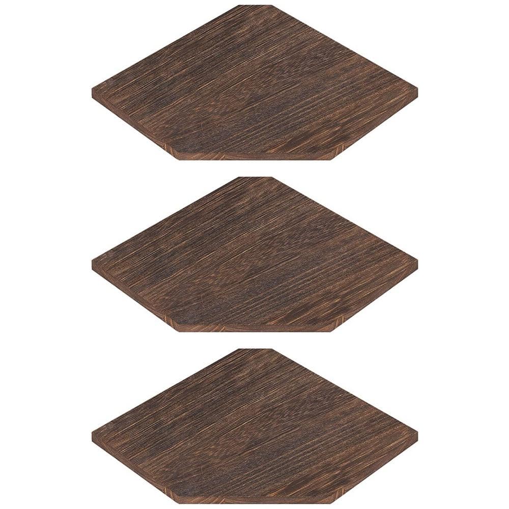 Reviews for Oumilen Floating Corner Shelves, Brown Wall Mounted Wood