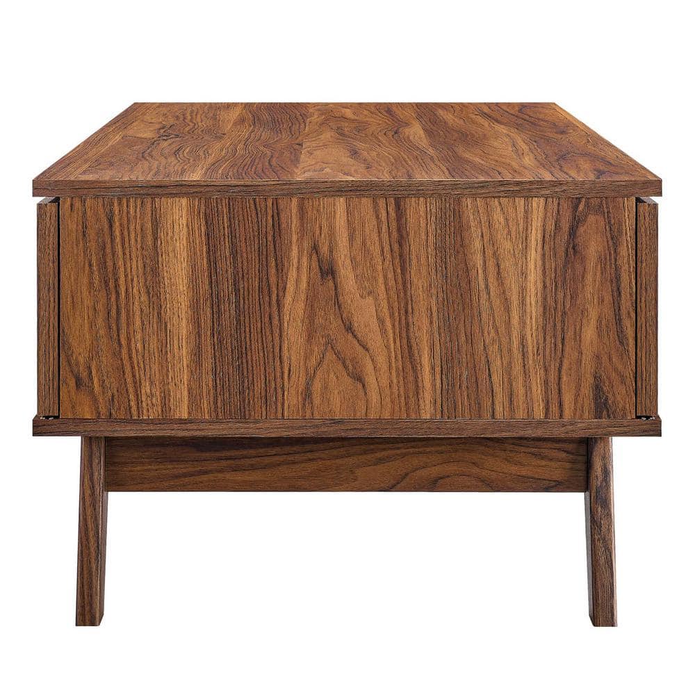 Walnut Rectangular Wood Coffee Table with Storage