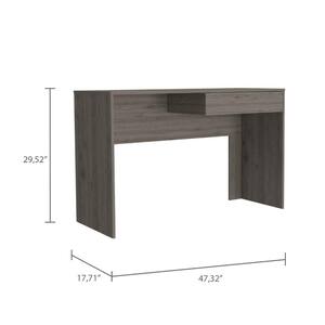 Amelia 47.3 in. Rectangular Light Gray Particle Board 1 Drawer Desk with Drawers